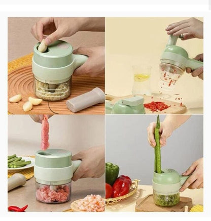 4 in 1 Electric Handheld Cooking Hammer Vegetable Cutter Set Electric Food Chopper