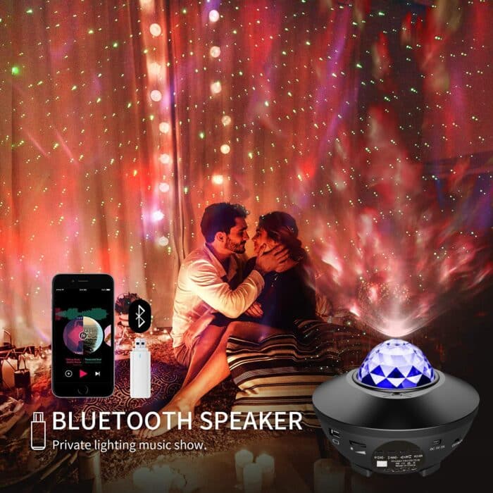 Galaxy Projector for Bedroom, Music Speaker Sound Activated Remote Control/Timer, Starry Night Light Projector