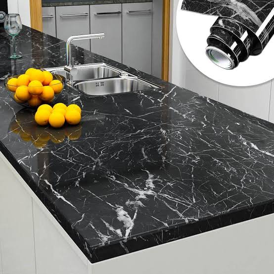 Marble Sheet for Kitchen / Waterproof Anti Oil & Heat Resistant Wallpaper Sheet, Self Adhesive Black & White Marble Sheet for Kitchen | Anti Oil & Heat Resistant, Marble kitchen peel and stick wallpaper