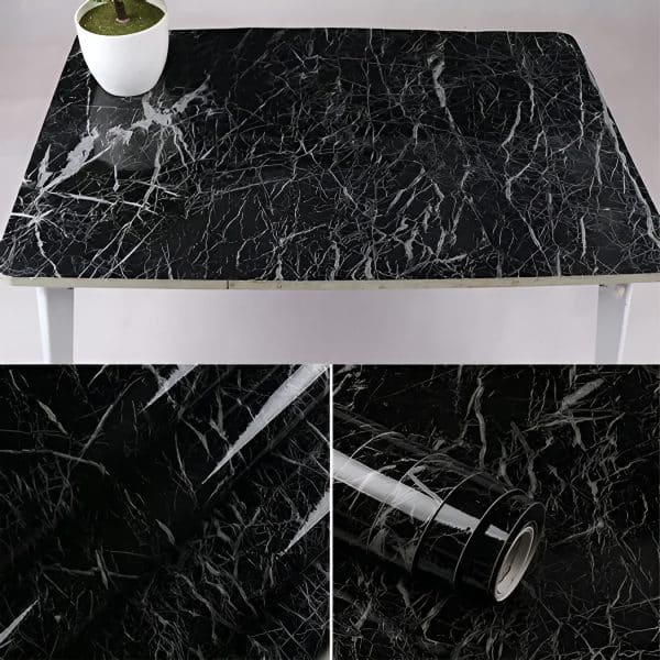 Marble Sheet for Kitchen / Waterproof Anti Oil & Heat Resistant Wallpaper Sheet, Self Adhesive Black & White Marble Sheet for Kitchen | Anti Oil & Heat Resistant, Marble kitchen peel and stick wallpaper