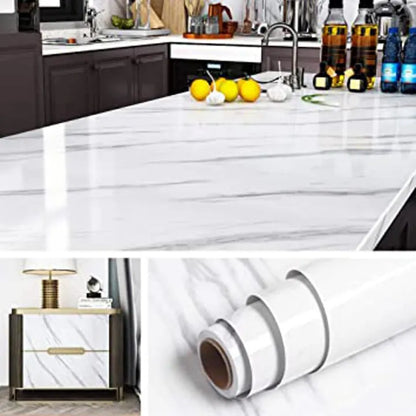 Marble Sheet for Kitchen / Waterproof Anti Oil & Heat Resistant Wallpaper Sheet, Self Adhesive Black & White Marble Sheet for Kitchen | Anti Oil & Heat Resistant, Marble kitchen peel and stick wallpaper