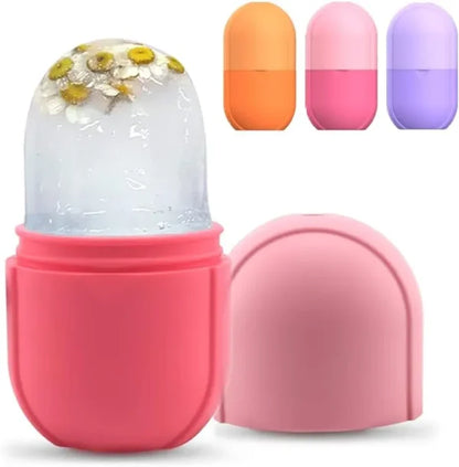 Silicone Cube Tray Shape Face Facial Ice Roller Massage Face Massage Roller Frozen Facial Reusable Ice Face Roller Skincare Tool