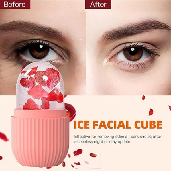 Silicone Cube Tray Shape Face Facial Ice Roller Massage Face Massage Roller Frozen Facial Reusable Ice Face Roller Skincare Tool