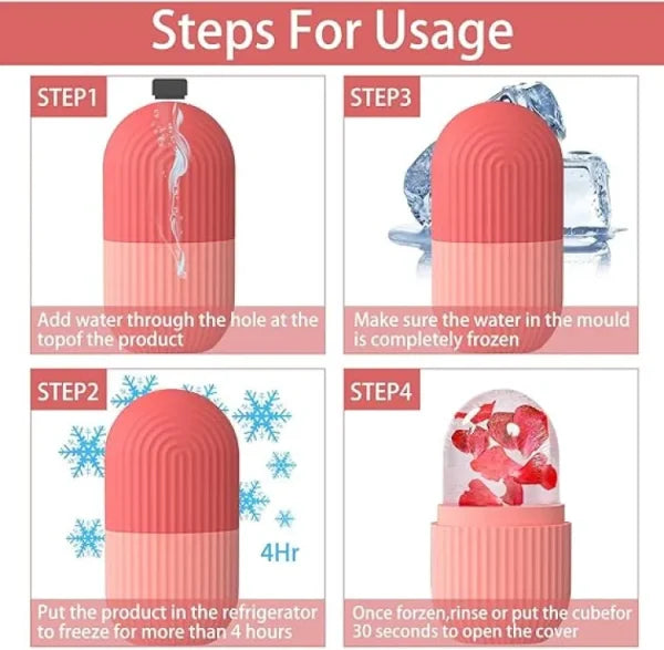 Silicone Cube Tray Shape Face Facial Ice Roller Massage Face Massage Roller Frozen Facial Reusable Ice Face Roller Skincare Tool