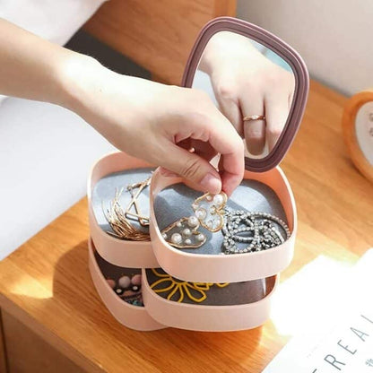 Rotatable 4 Layer Jewellery Organizer With Mirror