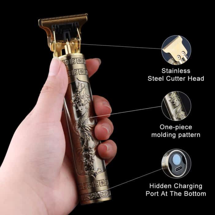 Vintage T9 USB Hair Clipper For Men Beard Shaver Hair New Barber Beard trimmer (Metal)